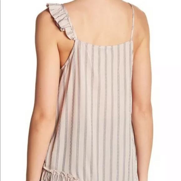 Ro & De Top Striped Asymmetrical Ruffle Tank Top - Picture 3 of 7